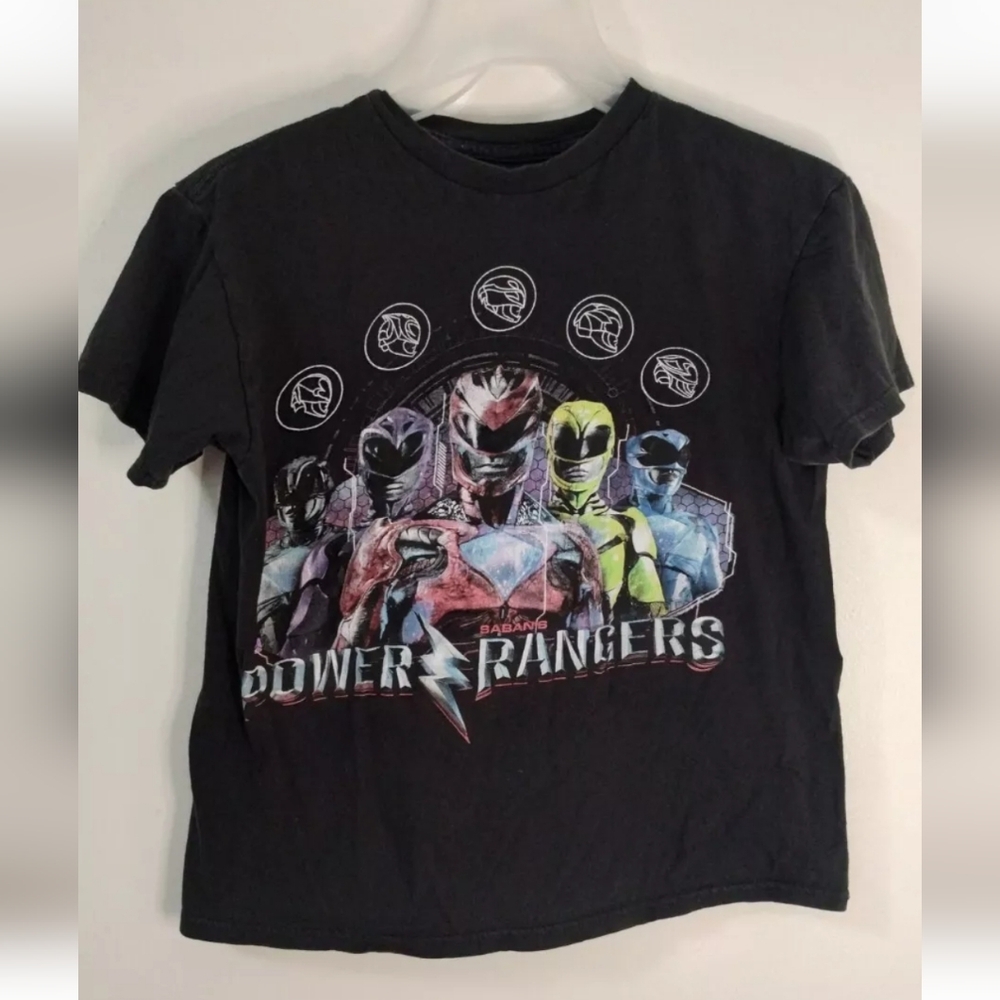 Power Rangers Black T-Shirt Size Small Kids Mighty Morphin Figures‎